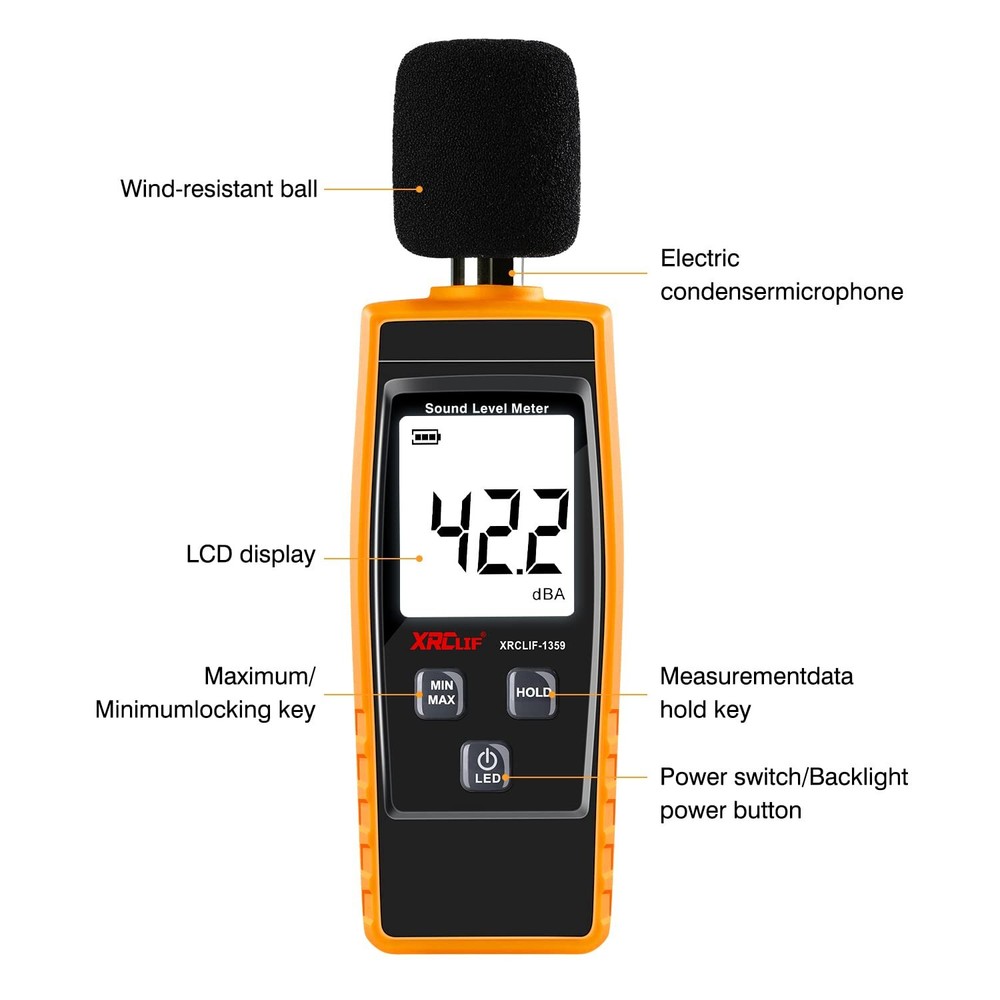 Decibel Meter Sound Level Reader 30130dba Handheld Sound Noise Meter With Back