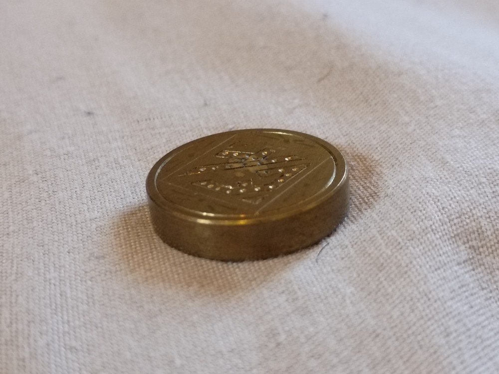 Antique Victorian Hand Held Brass Monogram Seal.