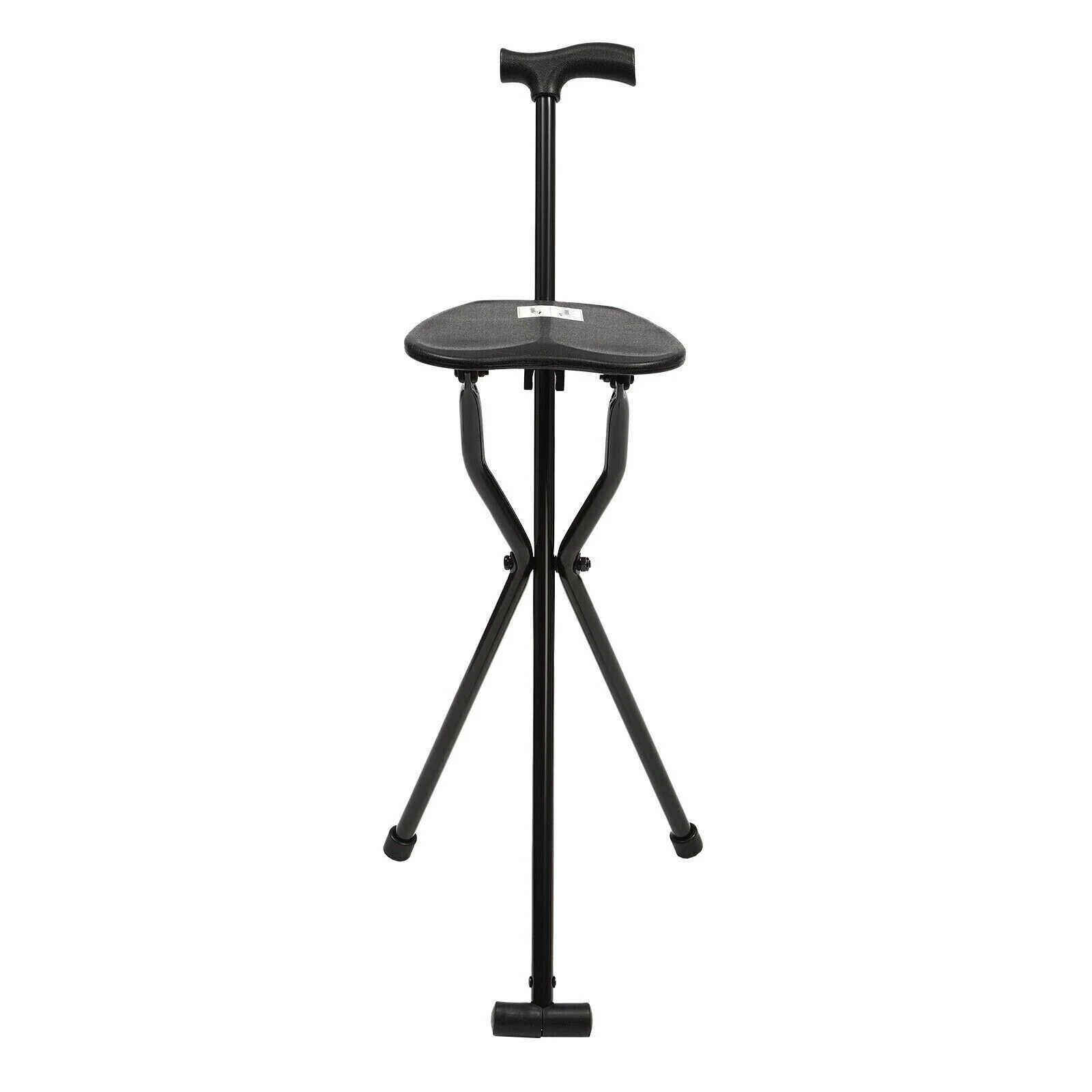 Folding Walking Cane with Tripod Chair Seat Stool Heavy Duty Adjustable Portable