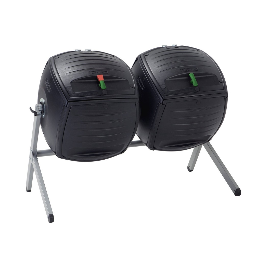 60072 Dual Compost Tumbler, Black