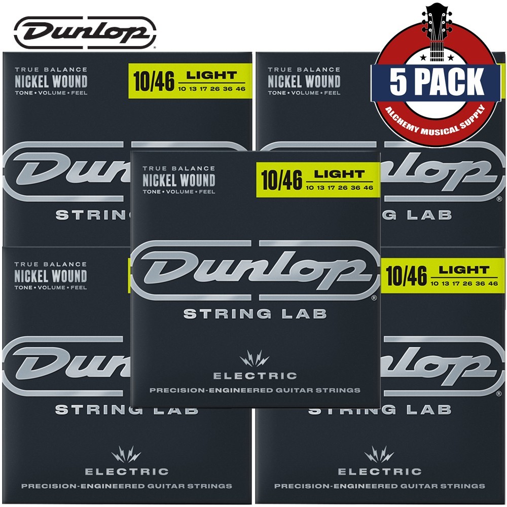 5-PACK Dunlop DEN1046 Performance+ Nickel Medium Electric Guitar Strings 10-46