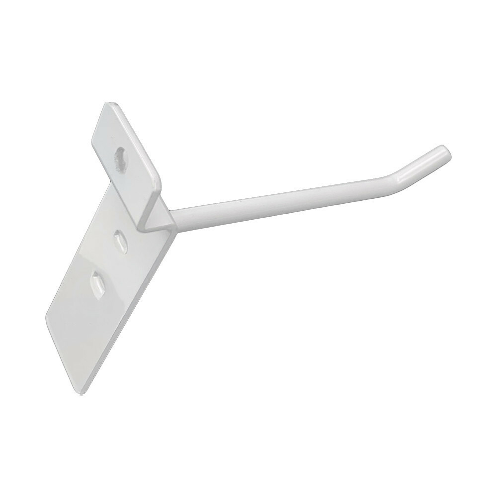 4" Slatwall Hook Panel Display Hooks, 1/4" Thickness Metal, Gloss White - PACK 2