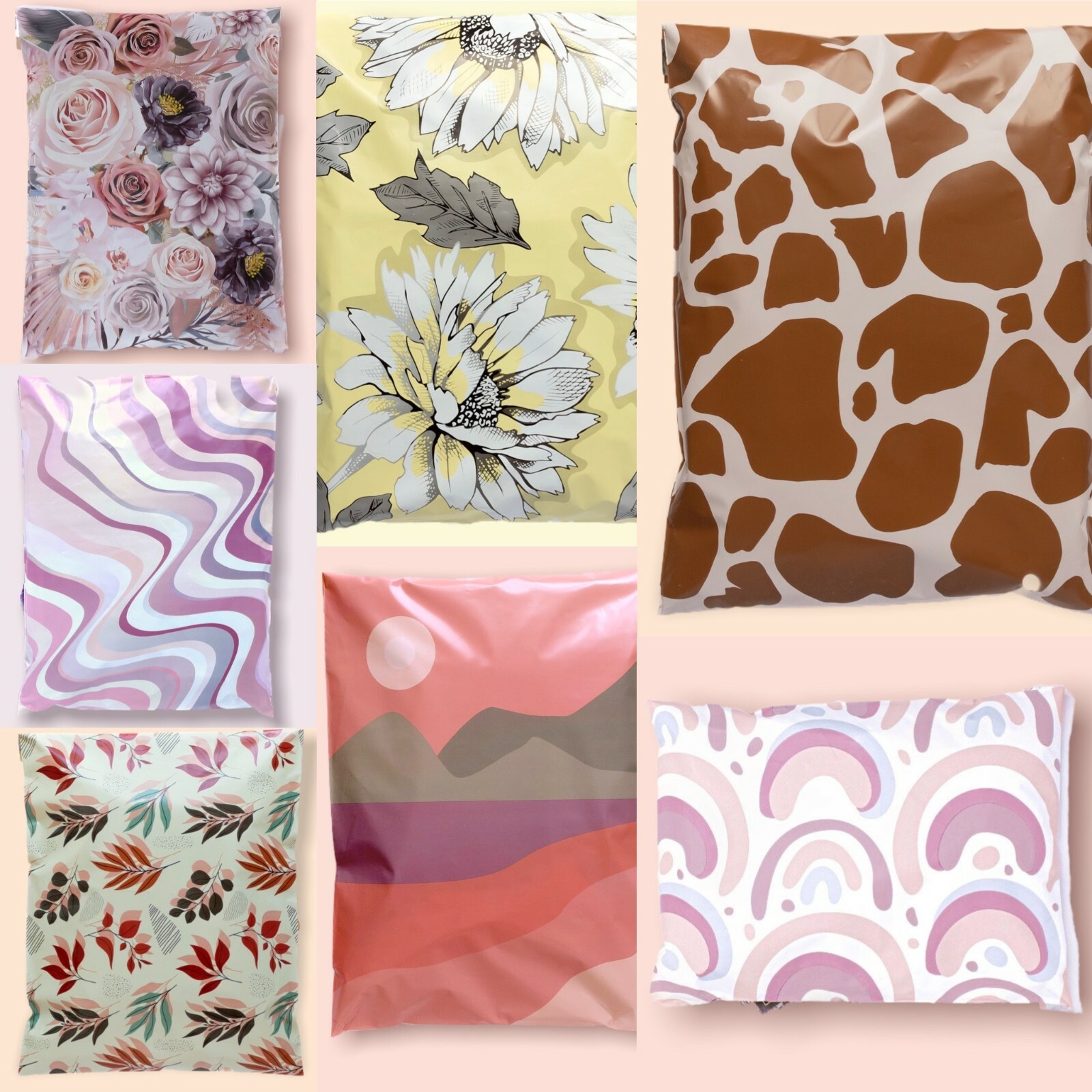 100 Designer Poly Mailers Plastic Envelopes Shipping Bags Custom #SmileMail®