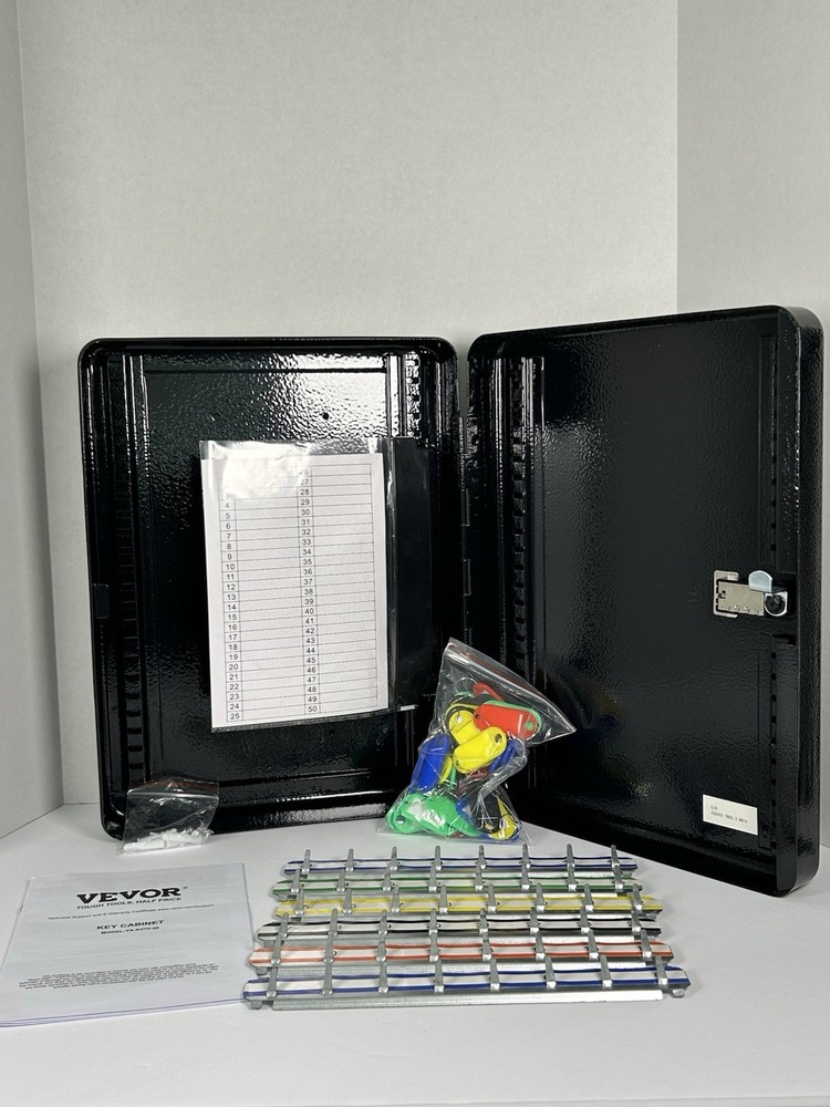 VEVOR 48-Key Cabinet Key Safe with Combination Lock & Keys Adjustable Racks