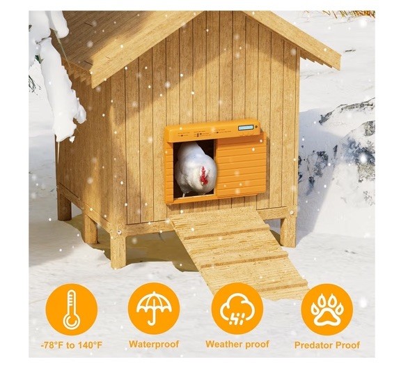Automatic Chicken Coop Door Battery Power with Timer & Light Sensor, LCD Display