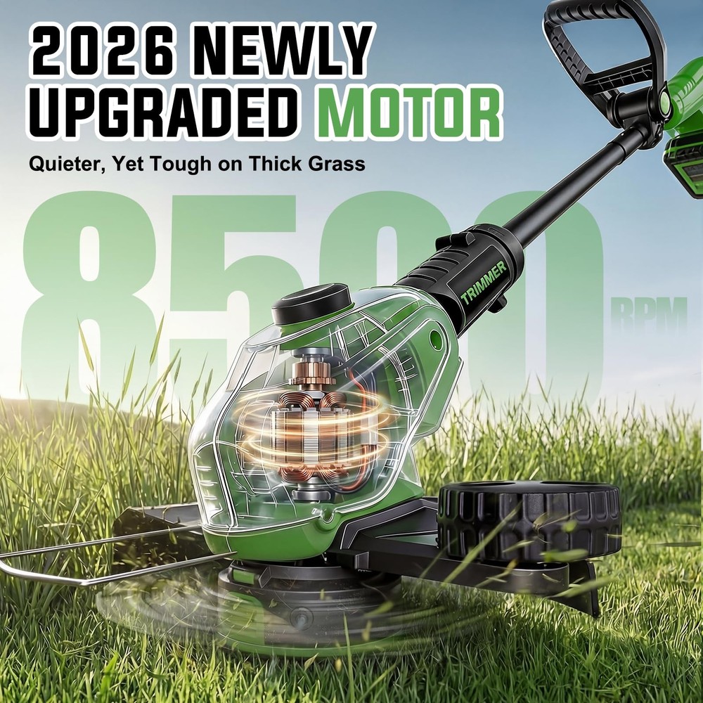 Cordless Weed Wacker, 21V Battery Powered Grass Trimmer & Edger 2-in-1, Elect...