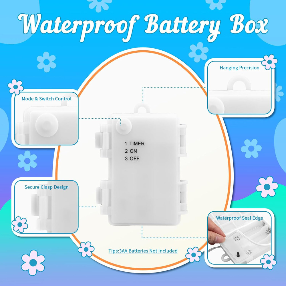 Easter String Lights Battery Operated, Pastel Easter Lights with Timer 16.4Ft 50