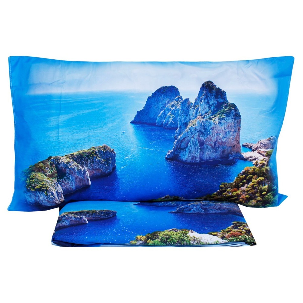 Capri Digital Print Double Bed Sheet Set with 4 Pillowcases