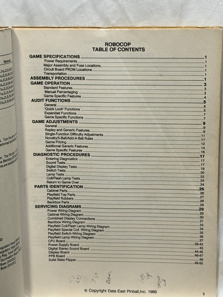 ORIGINAL-DATA EAST-ROBO COP-OWNERS MANUAL