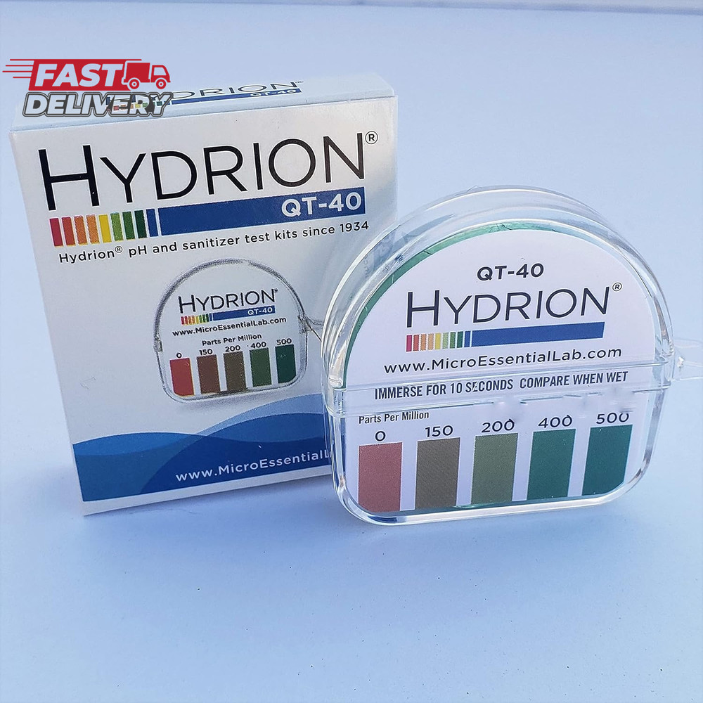 Hydrion QT-40 Quaternary SANITIZER Solution Test Tape for Testing 0-500 Ppm Rang