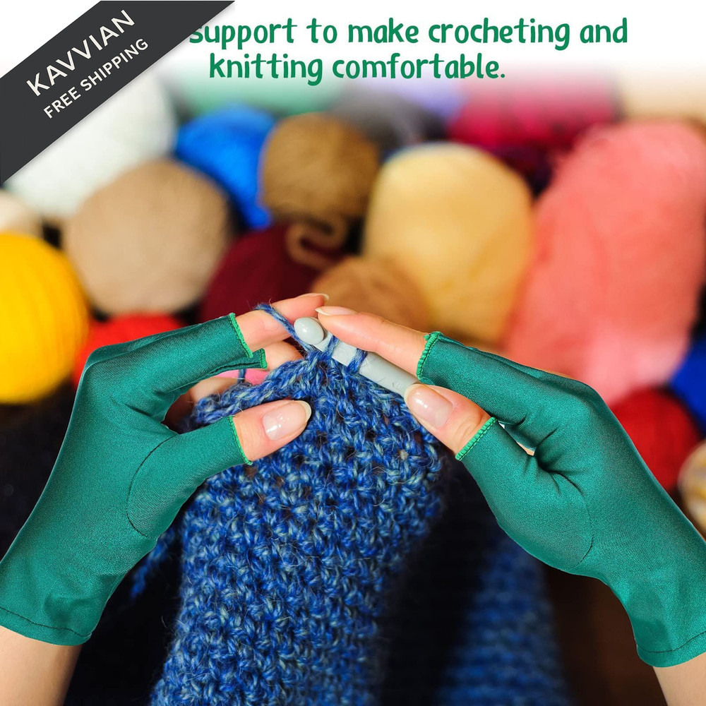 2 Pairs Craft Gloves Compression Fingerless Knitting Quilting Typing Gloves