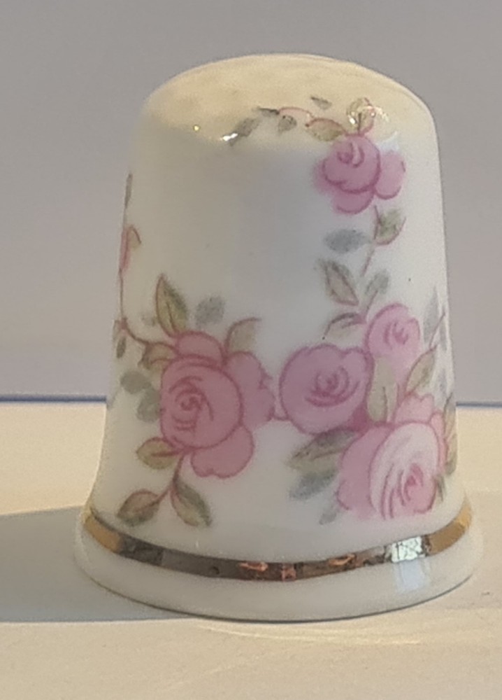 Pink Rose Thimble Fine Bone China Thimble Marske