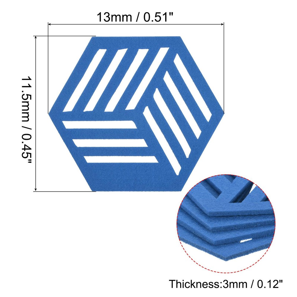 Felt coasters, 4pcs hexagonalagon mat tampons coasters, blue sky