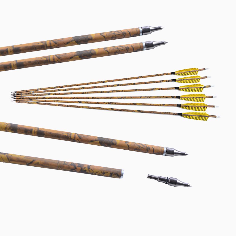 30" Carbon Arrows Camo SP500 Turkey Feather Removable Tips Compound Bow Target
