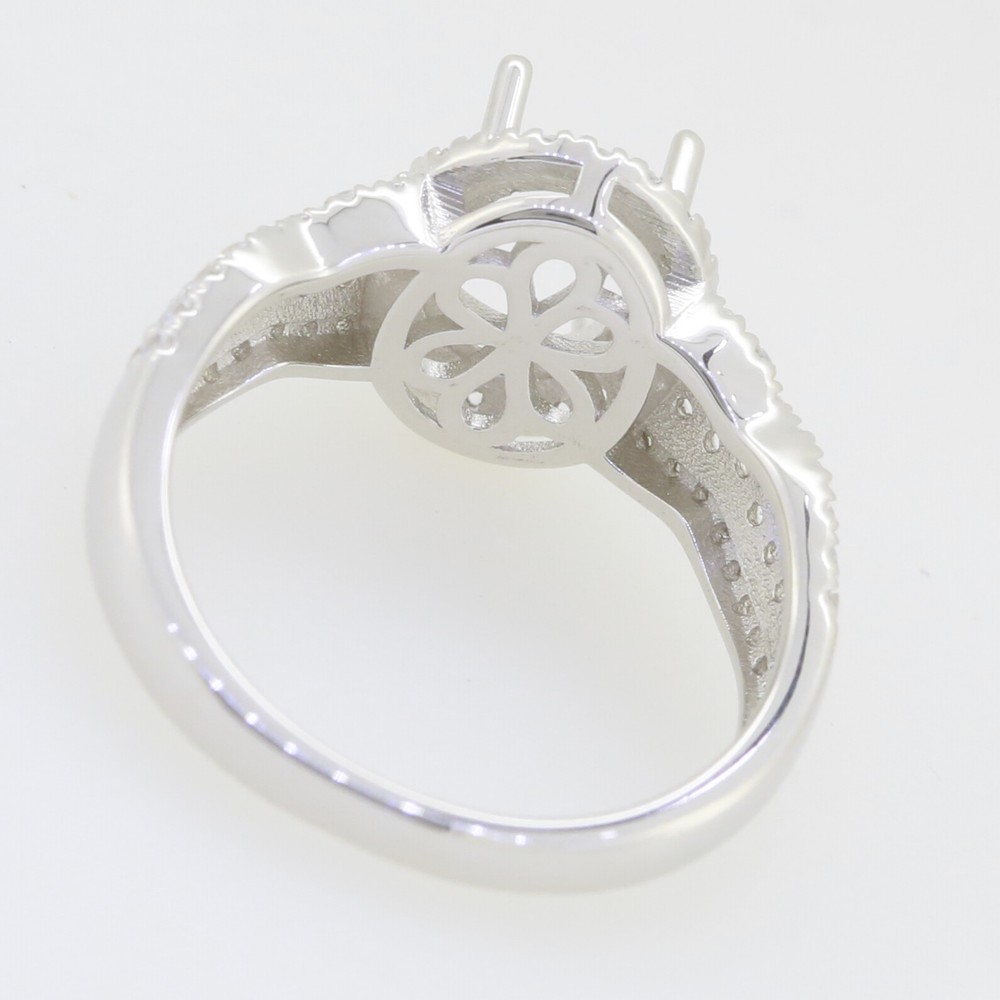 Sterling Silver Semi Mount Ring Setting Oval OV 9X7mm White Topaz