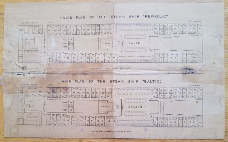 WHITE STAR LINE - 1886 DECK PLANS BROCHURE