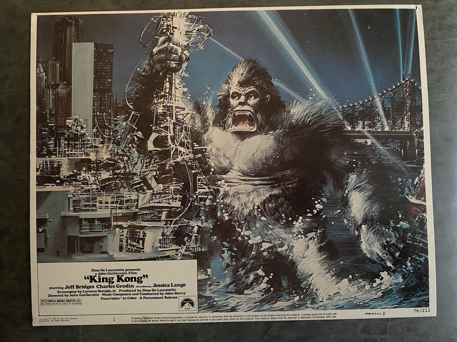 KING KONG 1976 Original Vintage Lobby Card with Jessica Lange & Jeff Bridges