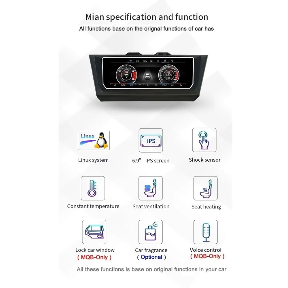 6.9"Digital AC Heater Temperature/Climate Control Switch Panel For VW Golf 7 GTI