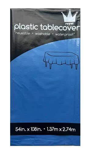 ROYAL7 3 Pack Rectangle Disposable Plastic Rectangle, 54in. X108in. Blue
