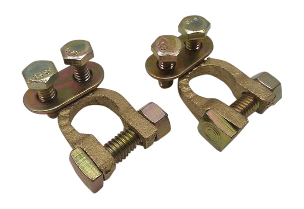 2x Solid brass top post battery cable wire terminal Automotive gold terminals