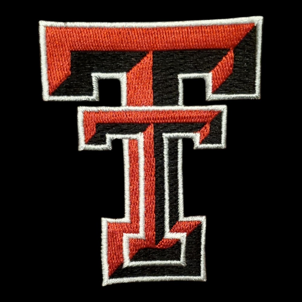Texas Tech Patch. Embroidered. Iron On Backing. 3"x2.5"