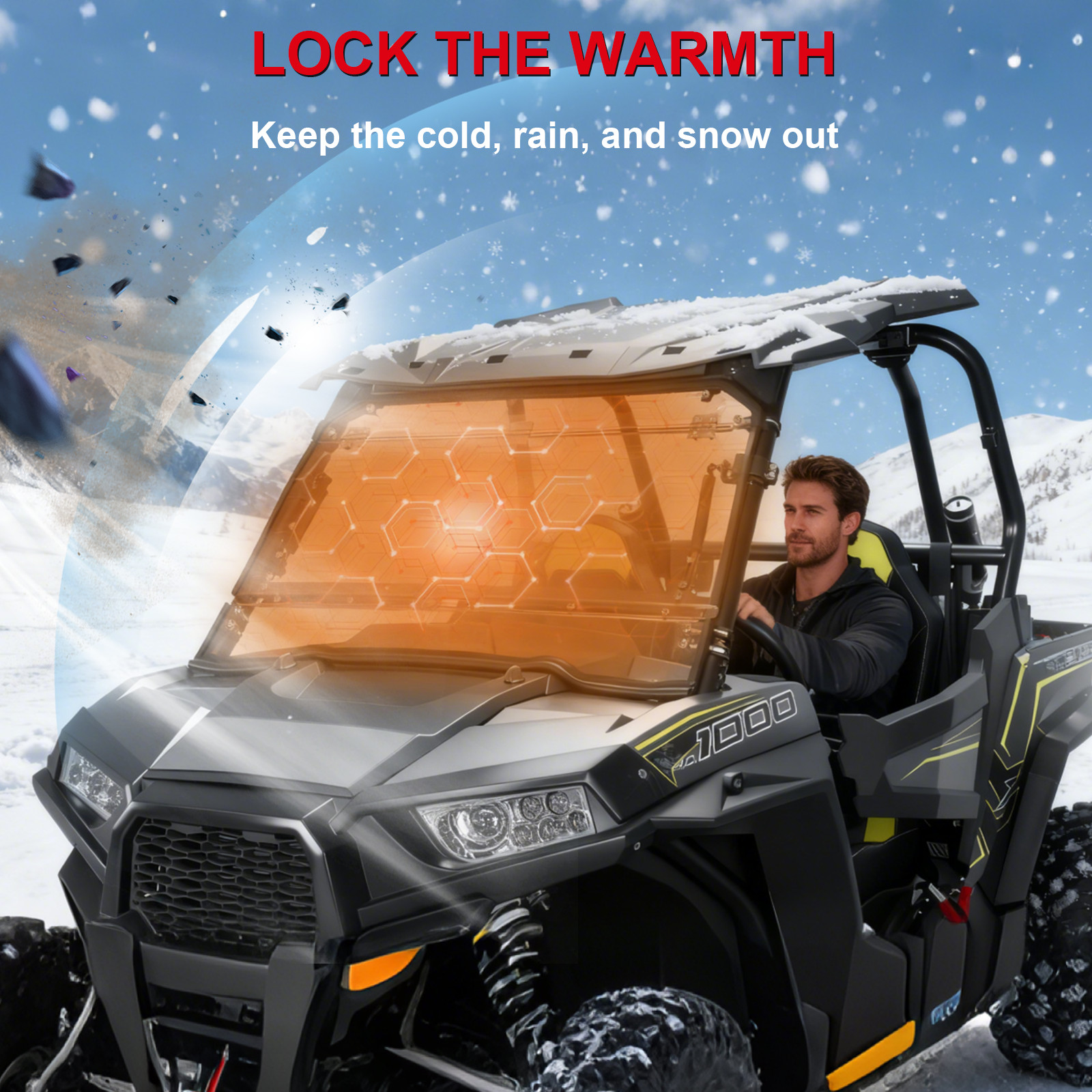 3-In -1 Flip UP Windshield Window for Polaris RZR XP 1000 2014-2018/RZR XP Turbo