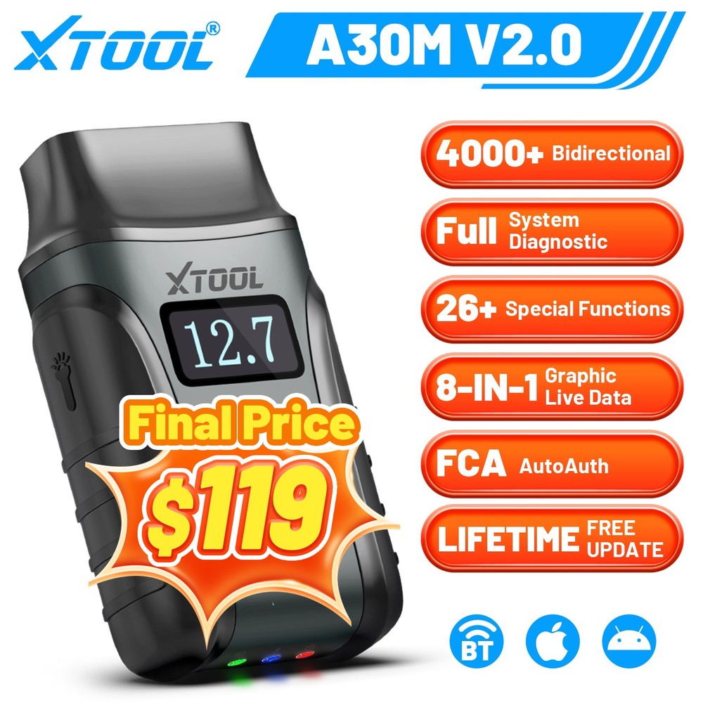 2026 XTOOL A30M V2.0 Bluetooth Full Diagnostic Bidirectional Scanner 26+Services
