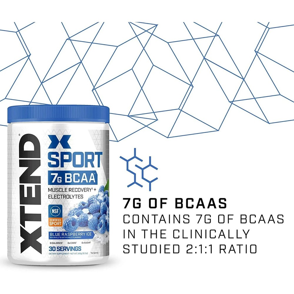 Xtend Sport 7g BCAA Powder, Blue Raspberry Ice, 30 Servings