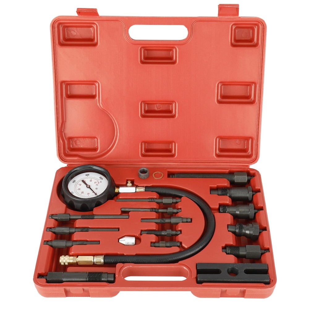 18 Pcs Diesel Engine Cylinder Compression Tester Pressure Test Tool Kit
