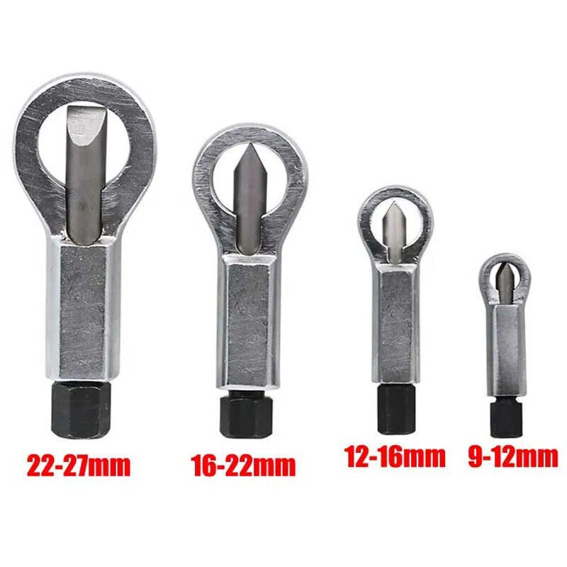 4PCS Nut Splitter Cracker Remover Extractor Wrenches Hex Spanner Tool Set 9-27mm