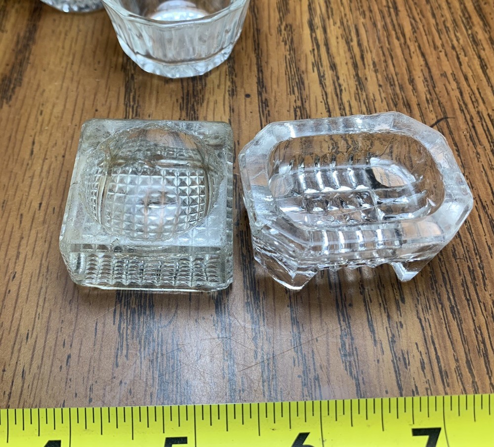 7 Antique Glass Open Table Salts Pressed Glass EAPG