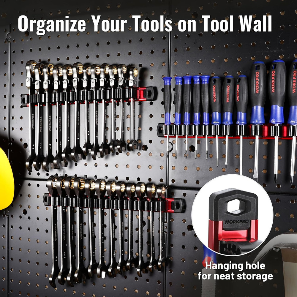 Wall-Mounted Magnetic Tool Storage Rail Organizer for Garage and Workshop