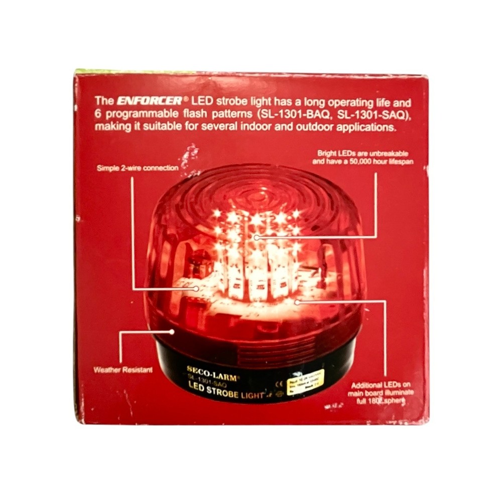 Enforcer Seco-Larm SL-1301-BAQ RED LED Strobe Light / Siren Programmable Pattern