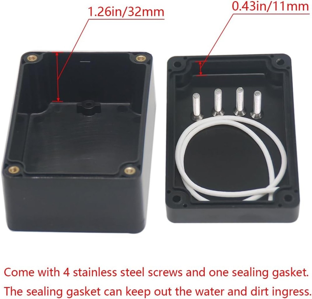 2 Pack Project Box Waterproof Plastic Junction 3.94x2.68x1.97(2Pcs), Black
