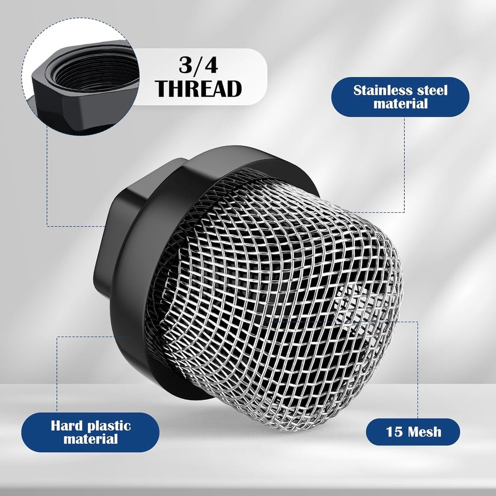 Nuanchu 2 Pcs Hose Inlet Strainer Filter Suction 3/4, Inner Diameter