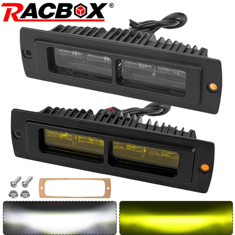 7 inch Flush Mount LED Light Bar Pod Light Driving Light Fog Light Reverse Light