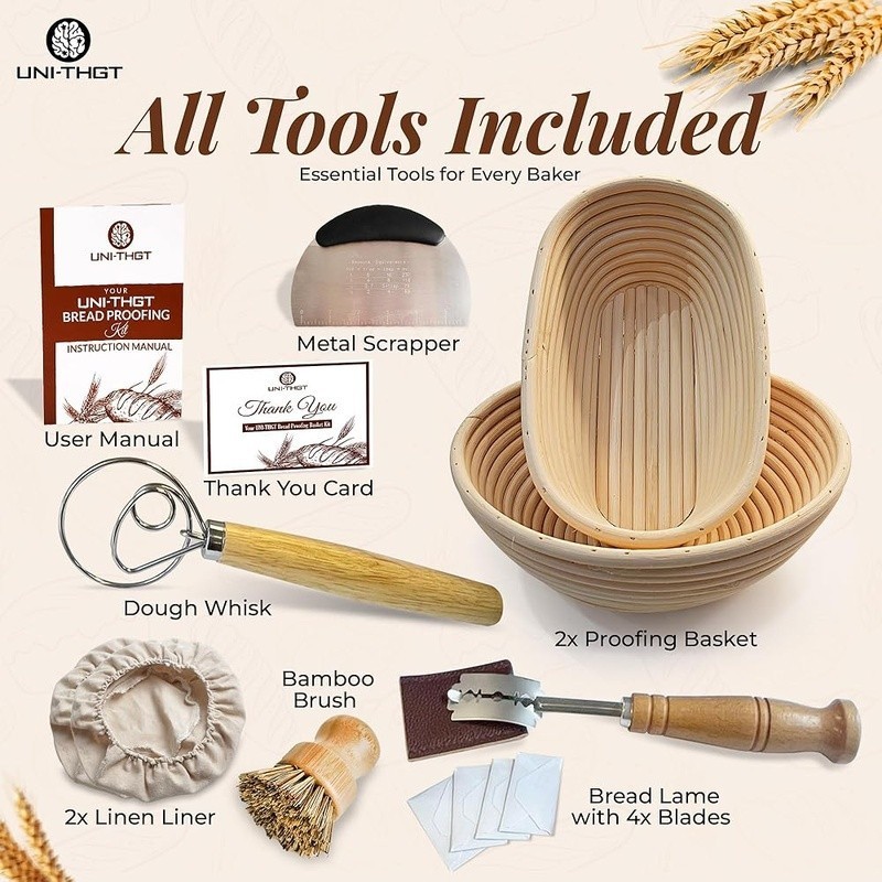 Sourdough Proofing Basket Set Rattan Baking Tools Bread Fermentation Gift New