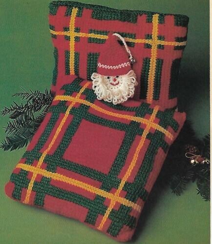 Green & Red Plaid Pillows crochet PATTERN INSTRUCTIONS
