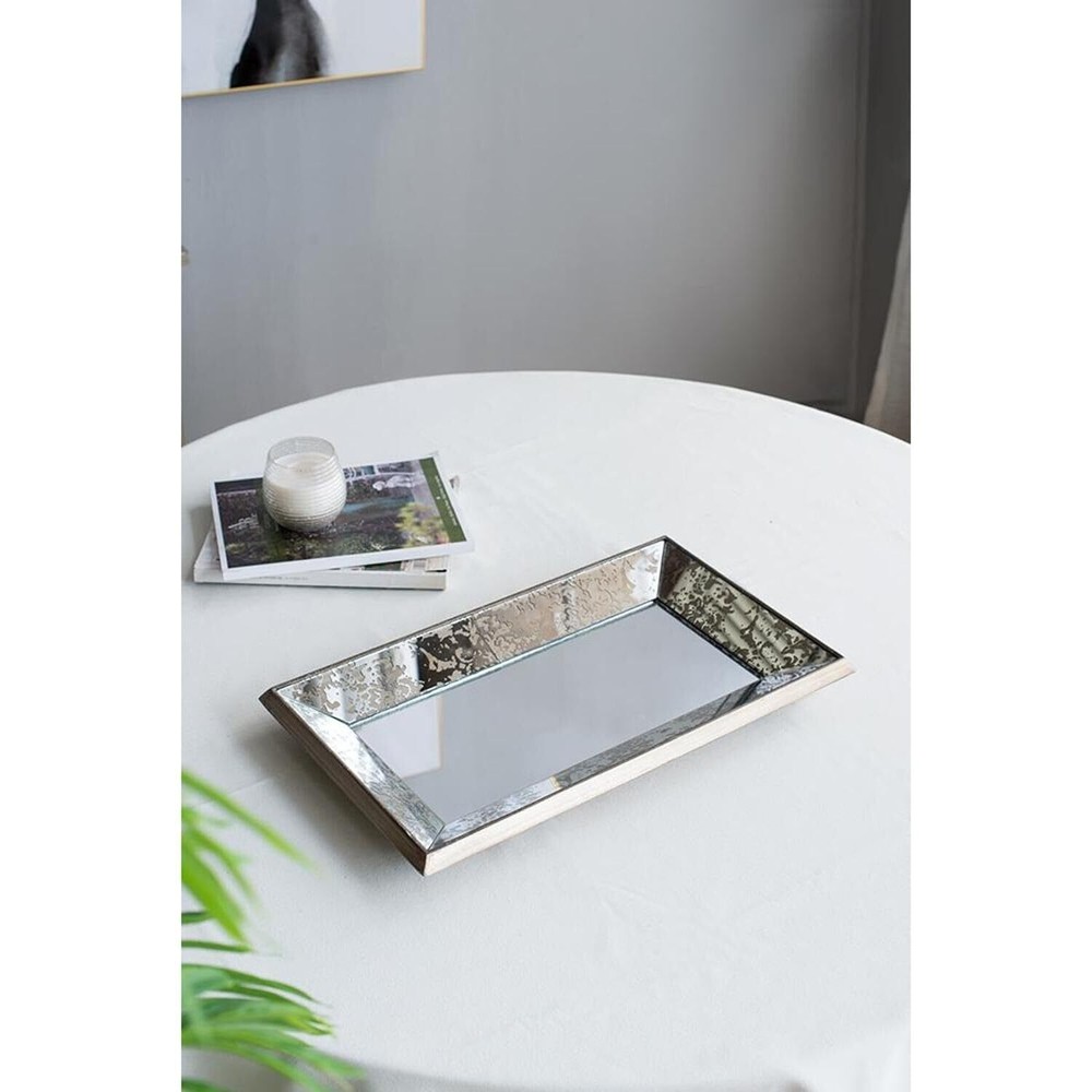 24 Silver Glass Framed Accent Mirror