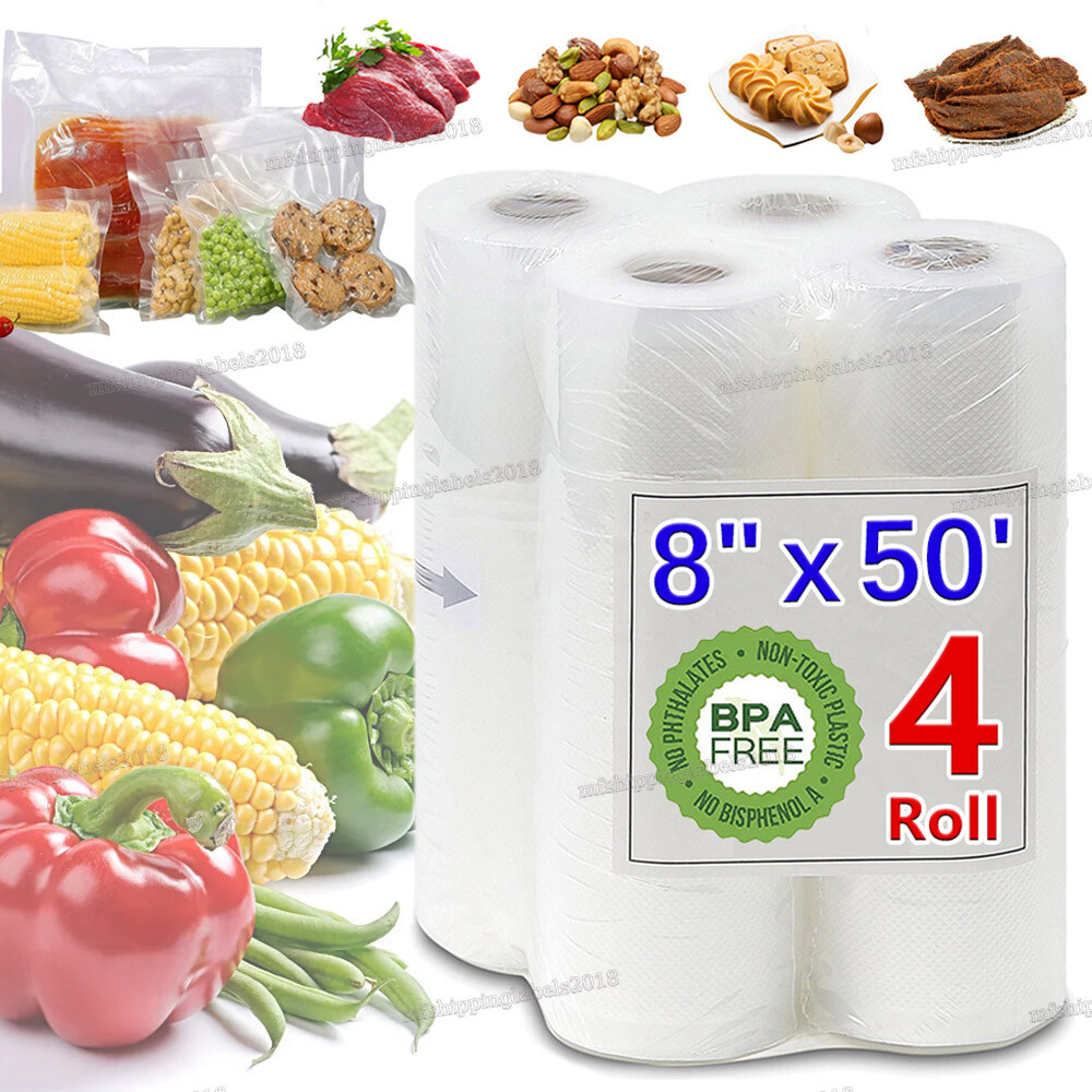 8"x50' Vacuum Sealer Bags Embossed Food Saver Magic Seal Storage 4 Mil BPA Free