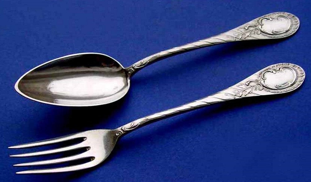 Antique Rococo Cutlery Set Fork + Spoon R. ALTERMANN 800 Silver A936