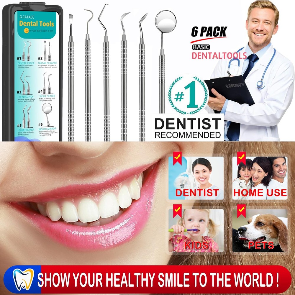 Dental Tools, Pick for Teeth Cleaning, Tools With Case - Black