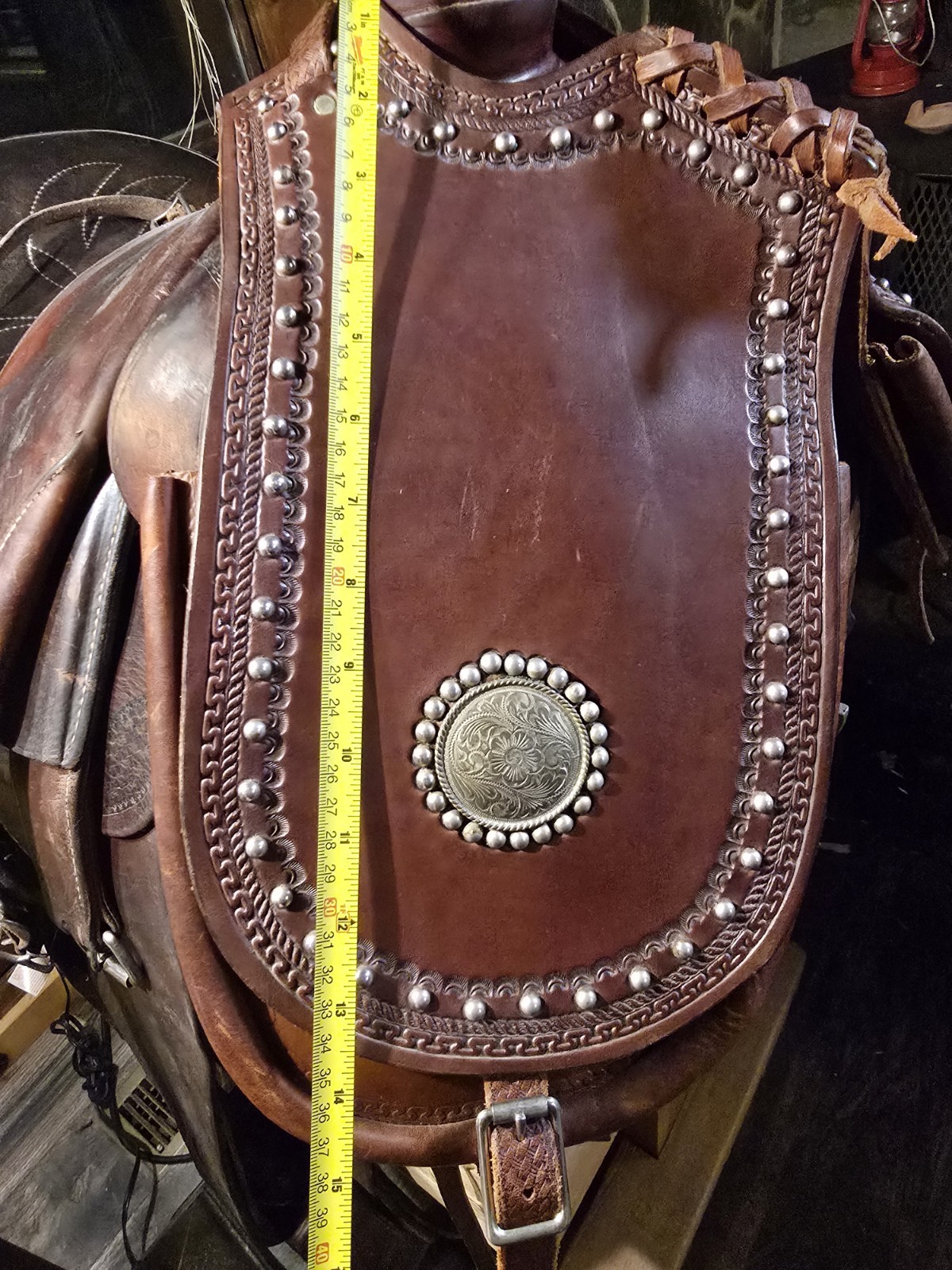 Vintage Cantle Saddle Bags With Sterling Accents Adjustable