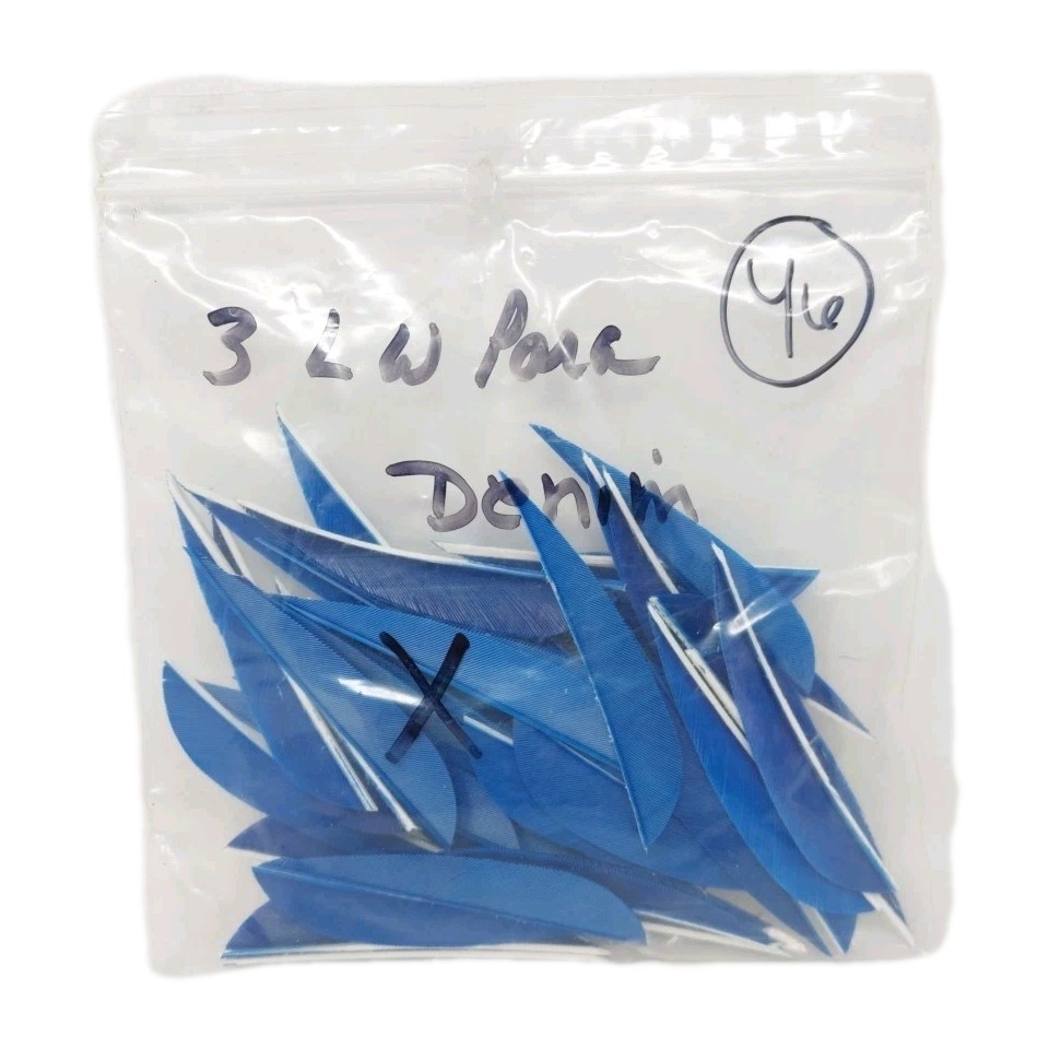 46 Count Archery Arrow Feathers 3" Left Wing: Parabolic Denim Blue
