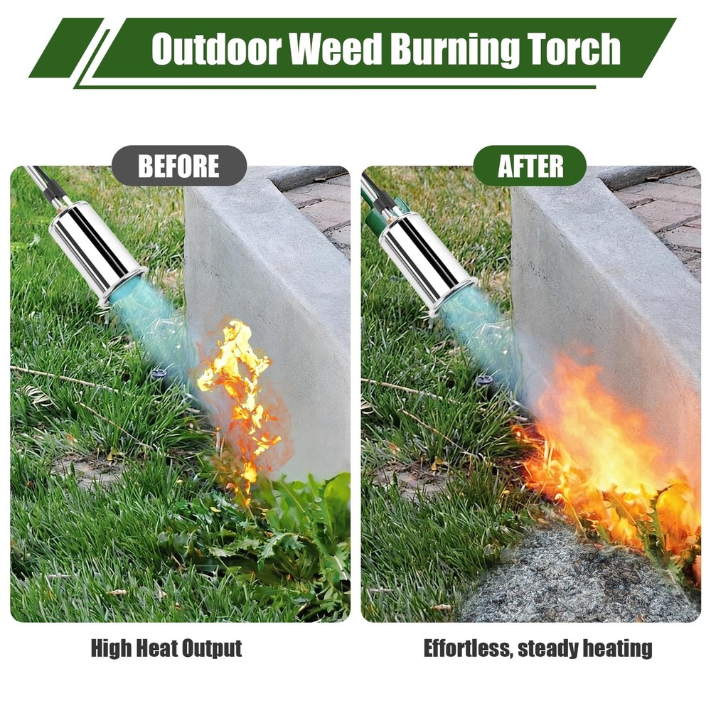 Propane Torch Weed Burner, Adjustable flame thrower with Detachable Handle, B...