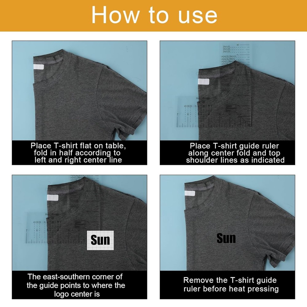 Acrylic Tshirt Ruler Guide for Vinyl Alignment Left Chest Logo Placement...