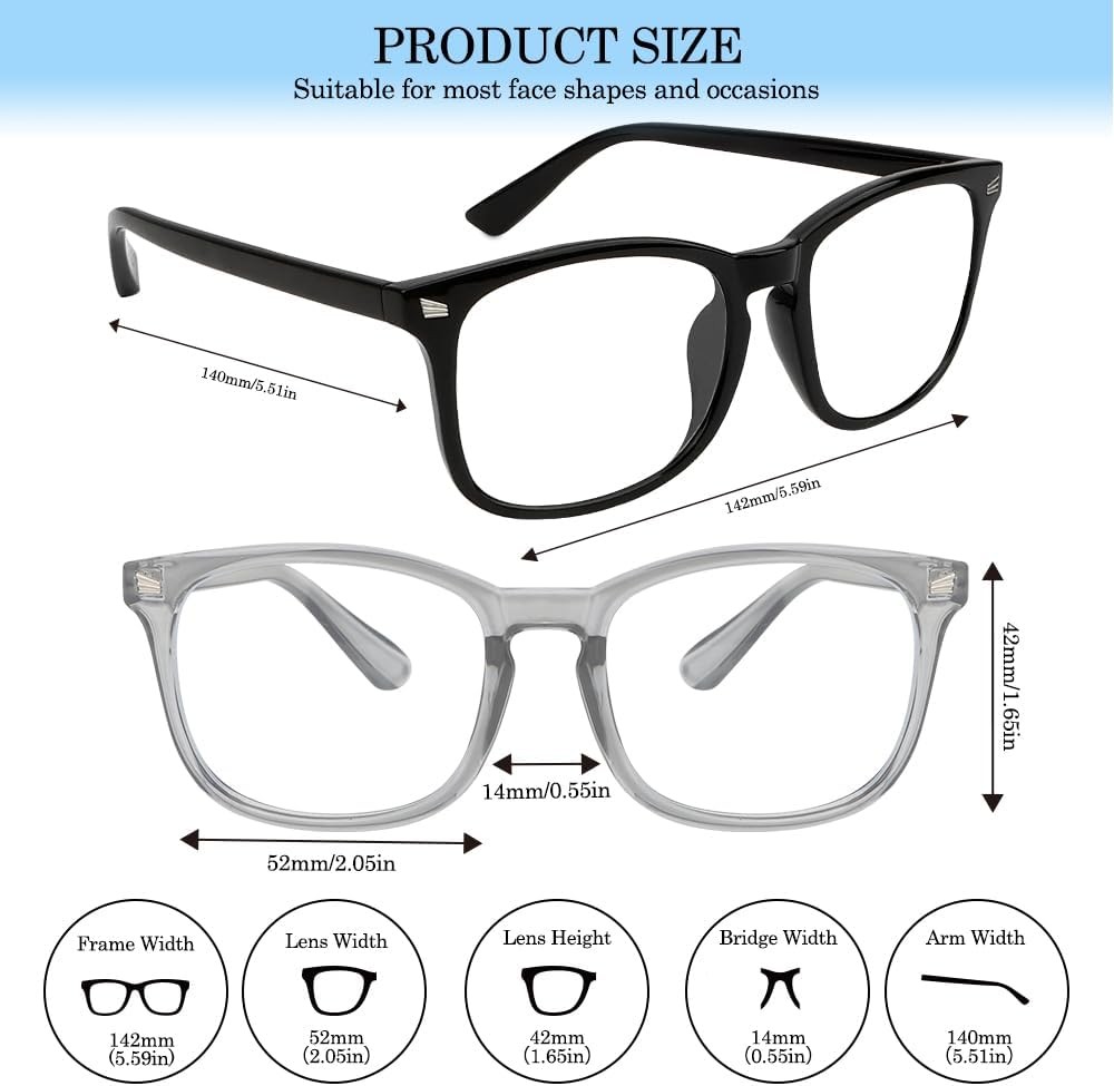 1/2 Pack Blue Light Blocking Glasses Men Blue Light Glasses for Computer Gaming