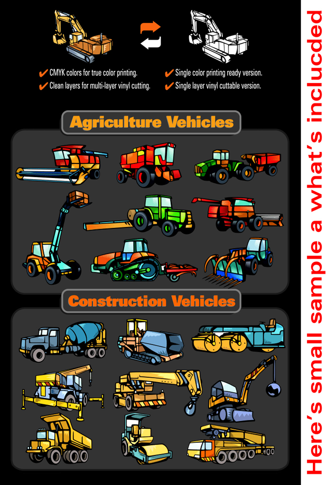 TRACTOR CLIPART-VINYL CUTTER PLOTTER IMAGES-EPS VECTOR CLIP ART GRAPHICS CD
