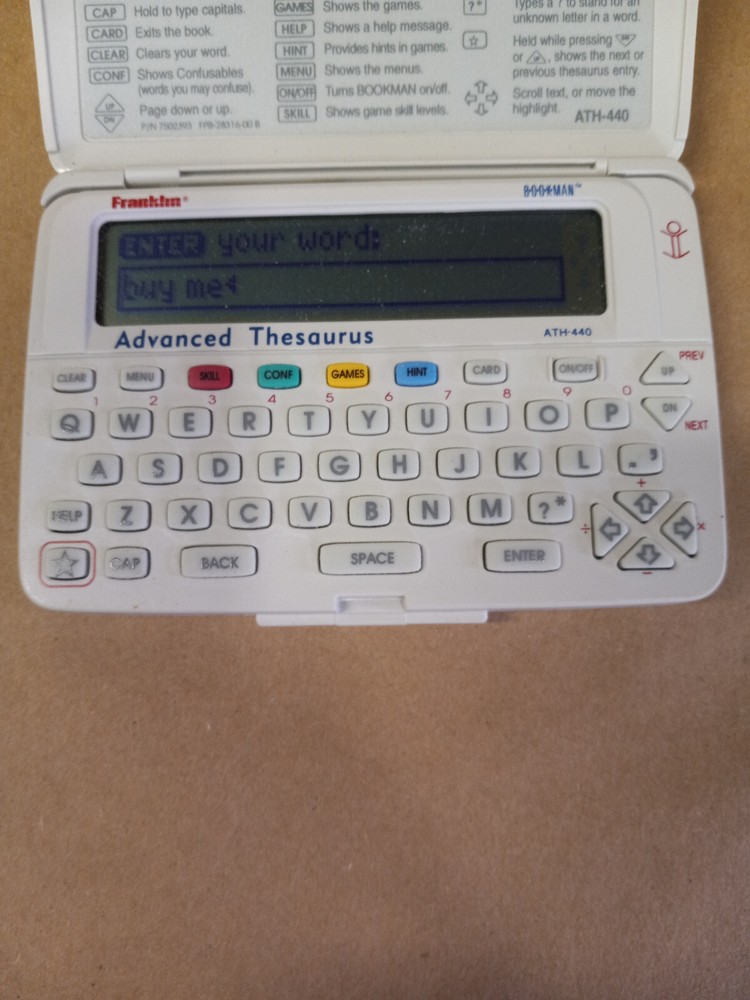 Franklin Bookman Advanced Thesaurus ATH-440 TESTED