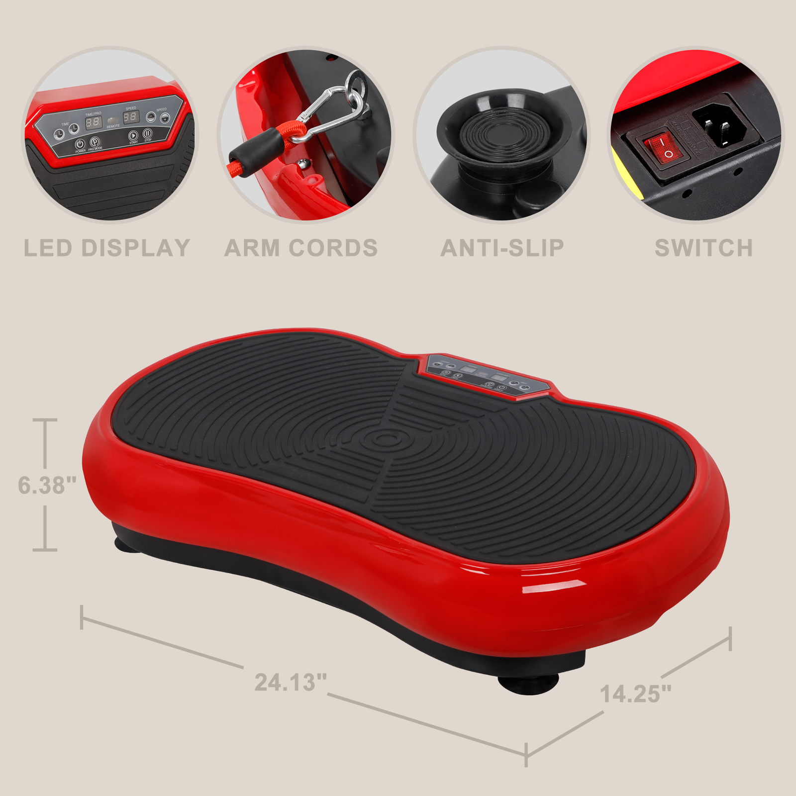 Vibration Platform Machine Crazy Fit Massage Full Body Fitness W/Bluetooth Red
